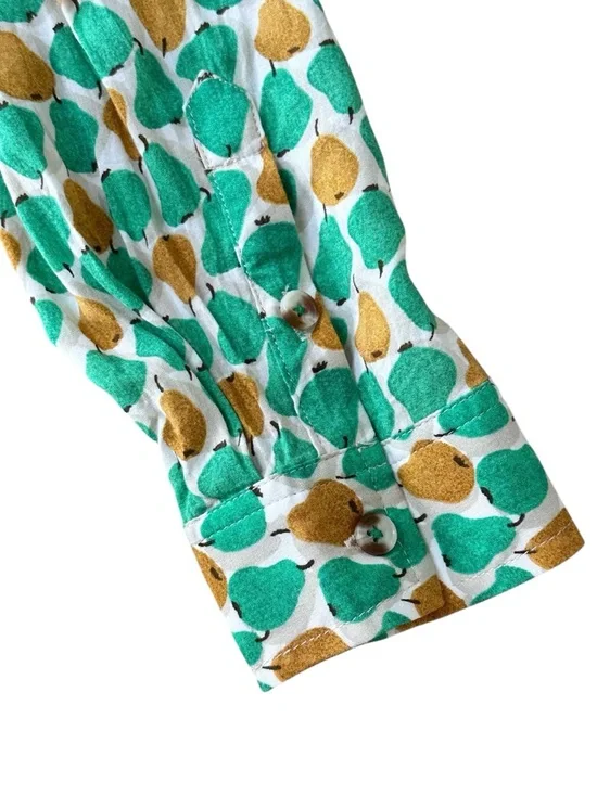 Anthropologie Conversations Pear Print Button Up Shirt Size 10 - Picture 7 of 12